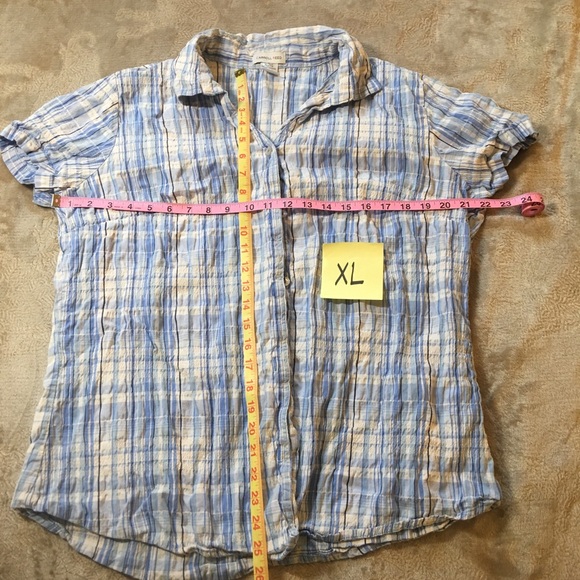 Carroll Reed blue white plaid comfortable cotton button down Size XL - Picture 5 of 5